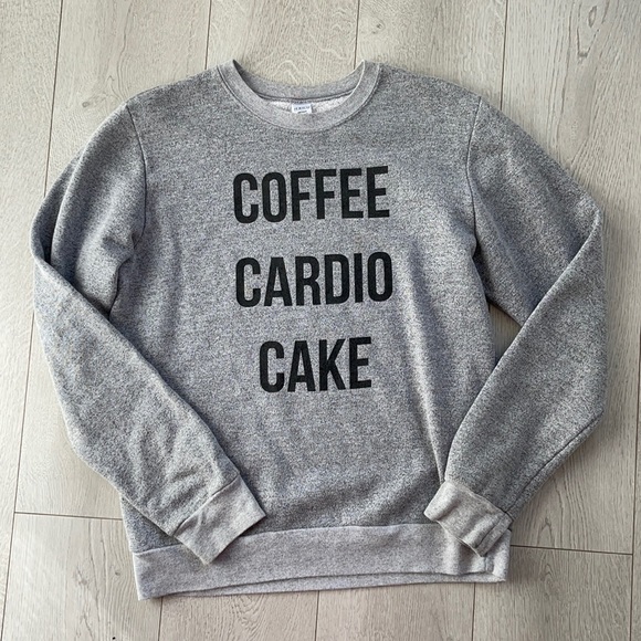 The Sweet Life Coffee Cardio Cake Sweater Printed on Jerico Brand Size Medium - Picture 1 of 13